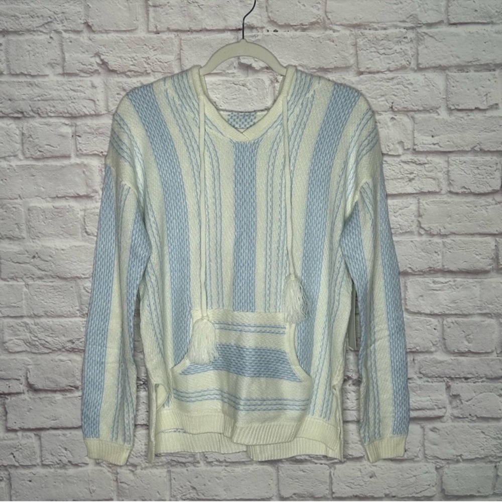 One Grey Day Soft Striped Hooded Pullover Sweater NWT - Picture 4 of 12